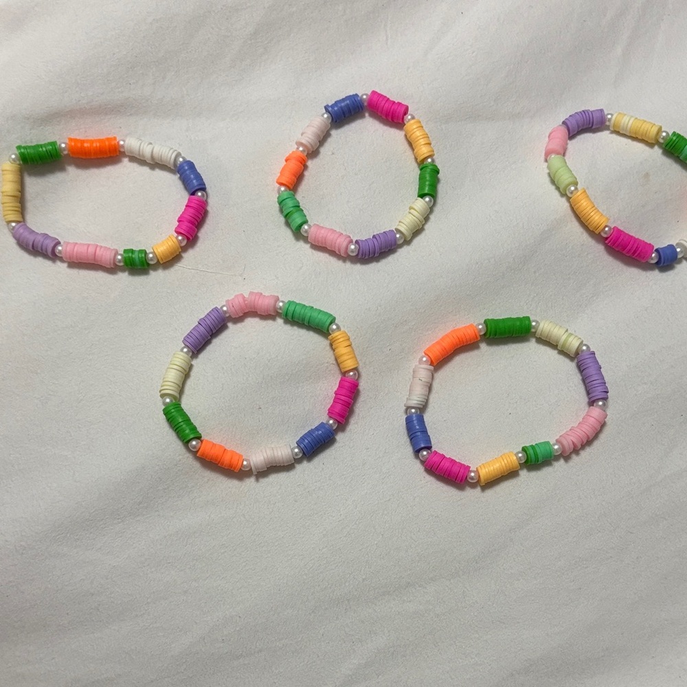 5pk Handmade Colorful Beaded Kids Bracelets Set